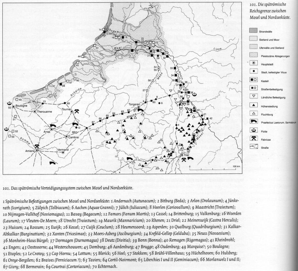 The Roman fortifications on the northern border from the Moselle to the North Sea